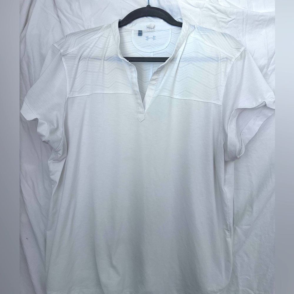 Under armour collarless women’s golf shirt, white, XL